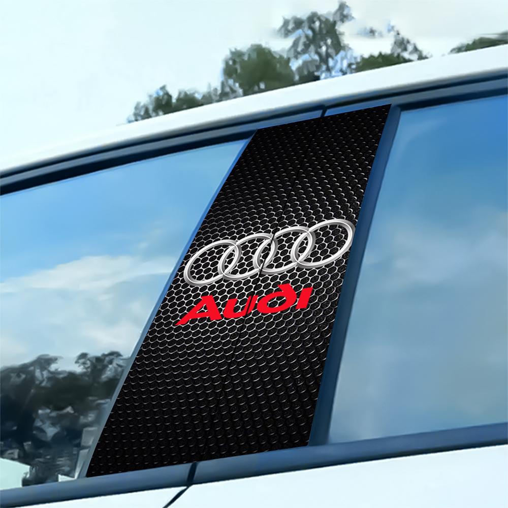 2PCS Car Center Pillar Stickers Central Column Emblem Decals Accessories For Hot Sline TT A1 A2 A3 A4 A5 A6 Q2 Q3 Q4 Q5 Q7 RS