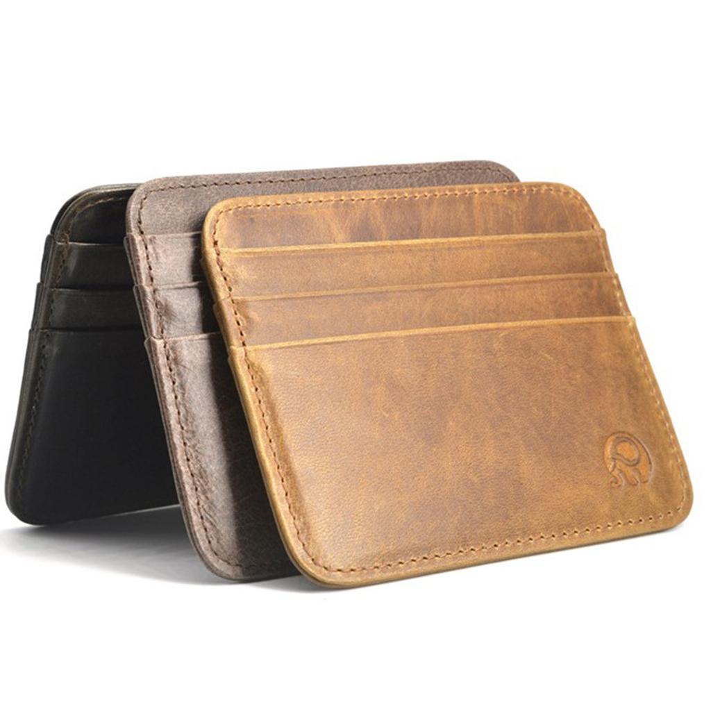 Кожаный мужской и женский кошелек с 6 отделениями для карт, кошелек для монет, небольшой держатель для карт, винтажный кошелек с блокировкой RFID и передним карманом