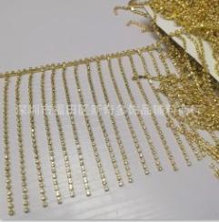Width 12 cm Welding Diamond Chain Gold Metal Hardware Tassel Fringe for Clothing Bags and Suitcases Wedding Dresses Accessories