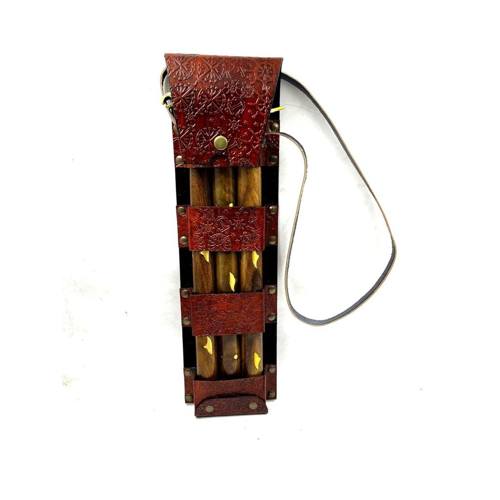 Трость для ходьбы в викторианском стиле с латунной ручкой и кожаным чехлом