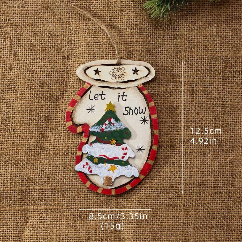 Rustic Gift Tag Pendant Wooden Christmas Hanging Charm Cute Christmas Tree Decor Holiday Party