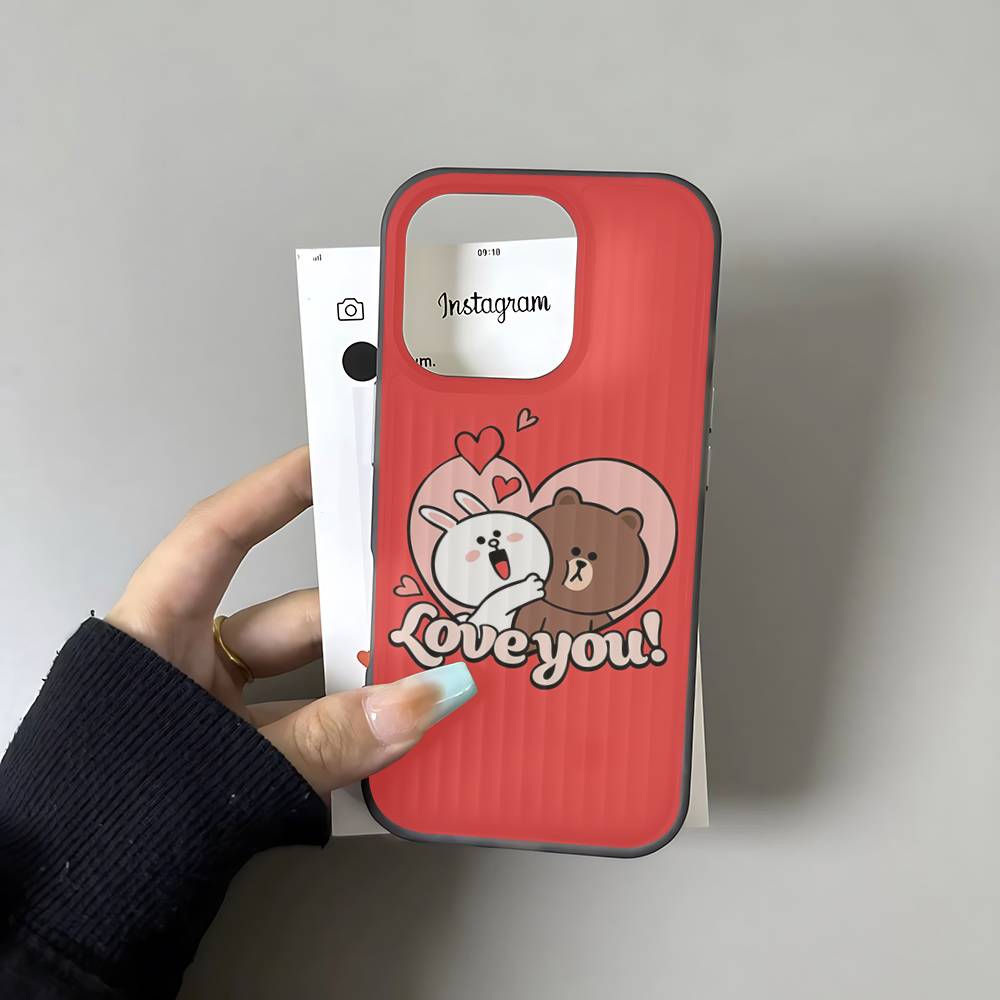 Мультяшный Милый C-Кони B-Браун Чехол для Телефона Для IPhone 17 16 15 14 13 12 11 Pro Max Plus Гофрированный Бампер Задняя Крышка Корпус