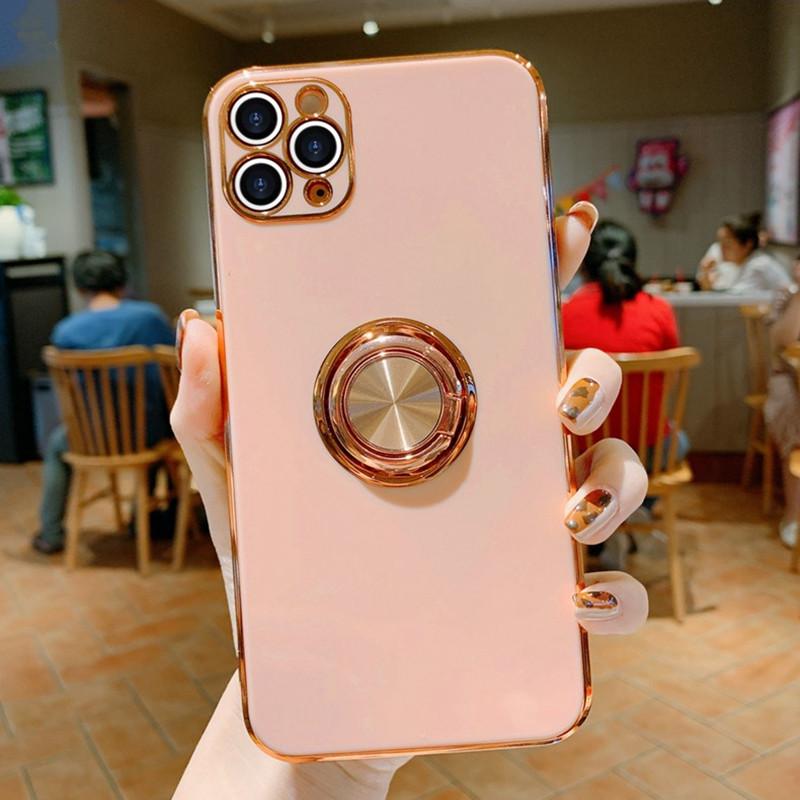 Мягкий квадратный чехол для телефона iPhone 11 12 13 14 15 Pro Max XS X XR 7 8 Plus SE мини-подставка с кольцом силиконовый противоударный чехол