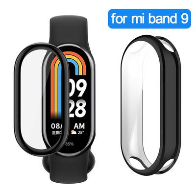 Чехол для Xiaomi Mi Band 9 Аксессуары ремешки Защитный бампер по всему корпусу из мягкого ТПУ Защитная пленка для экрана Чехол для часов MiBand 9 защитный