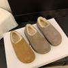 Retro Outer Cotton Shoes Women's Small Potatoes Autumn and Winter Round Head Flat Bottom Bag Head Half Slippers Fluffy Shoes Keep Warm