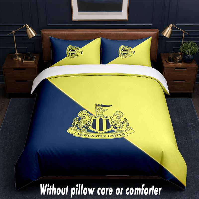 Newcastle United Football Design Bed Bedding Set 1 Duvet Cover + 2 Pillowcases Soft Breathable Household Bed Linens