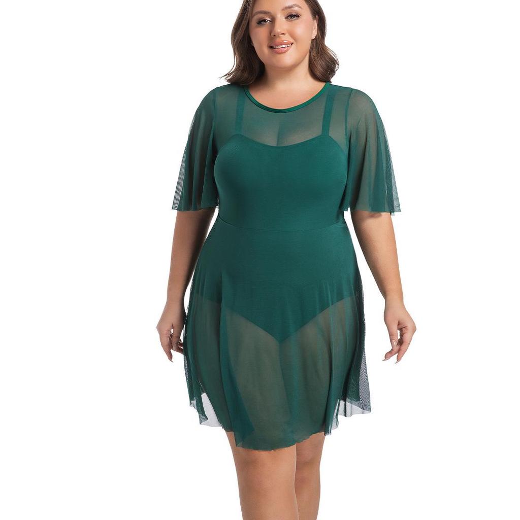 Женский слитный купальник большого размера 2025 с контролем живота и сетчатым утягивающим эффектом