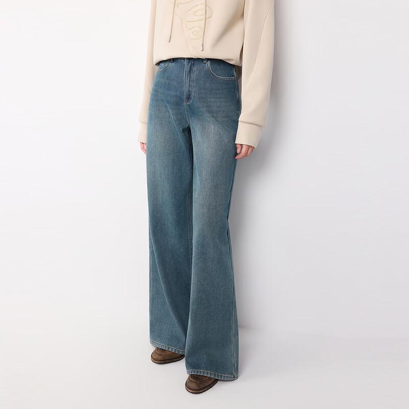 ELLE Women's Retro High-Waist Wide-Leg Jeans