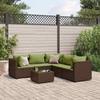 VidaXL Garden Lounge Set 6 Pcs with Cushions Brown Wicker, Outdoor Sofa Set, Garden Corner Sofa, 3308134
