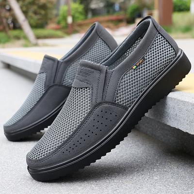 Мужские туфли Old Beijing Cloth Shoes 2025 года, летние дышащие сетчатые туфли из полиуретана с мягкой подошвой, нескользящие мужские туфли