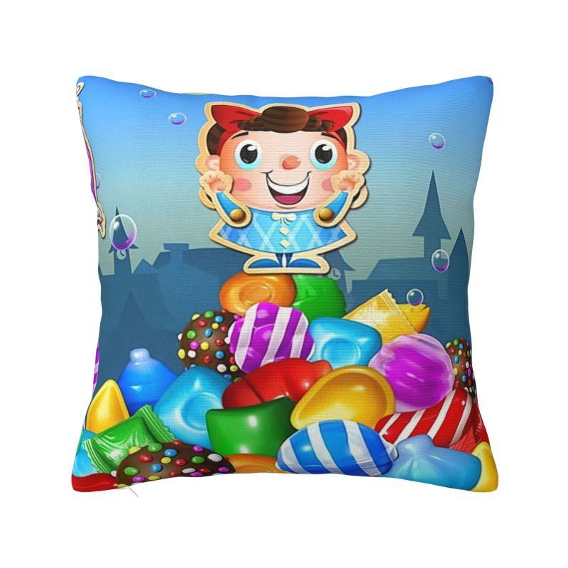 Custom Video Game Candy Crush Saga Cushion Cover Colorful Velvet Cute Pillow Case Home Decor