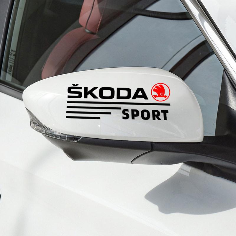 XOWS7 2-Pack Car Rearview Mirror Side Decorative Stickers for Skoda Rapid, Octavia, RSKodiaq, Fabia, A7, Karoq, Kamiq, MK3, Roomster