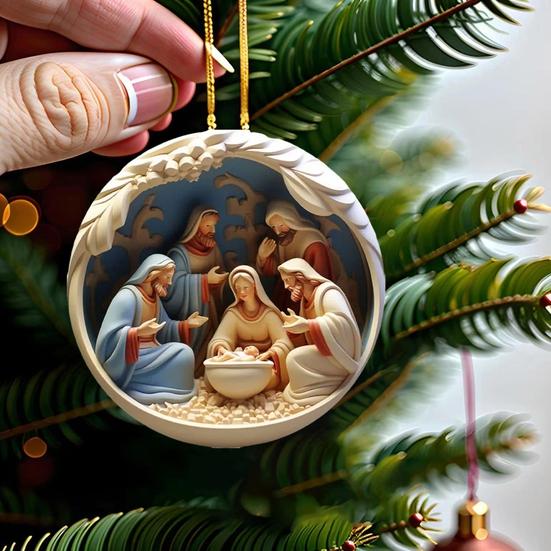 Рождественское украшение Рождества 3D-эффект печати Крытый акрил многоразового использования на открытом воздухе Рождественская елка Круглый Рождение