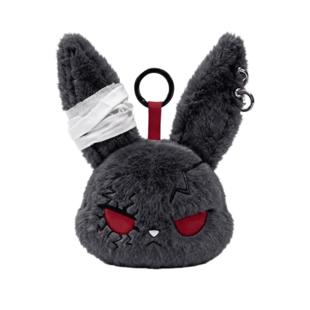 Gothic Wounded Rabbit Keyring Hoop Earrings Cute Furry Bag Pendant  Gift For Women