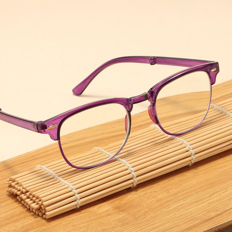 Men Women Portable Foldable Reading Glasses Vintage Anti Blue Light Ultra Light Far Sight Eyewear