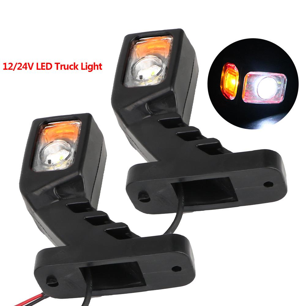 Indicator Lamp Tail Light Assembly White Red Yellow 12/24V LED Side Marker Light 2Pcs/set Truck Lamp For Trailer Truck Van Lorry