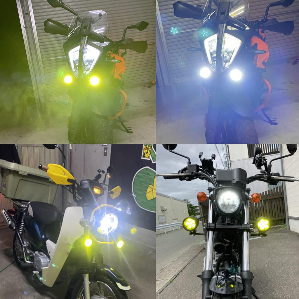 Motorcycle LED Fog Light Harness Auxiliary Compatible with 12V and High Work Light with Set Yellow X-STYLE Kit, 2-Color, 3-Mode Switch, 60W,