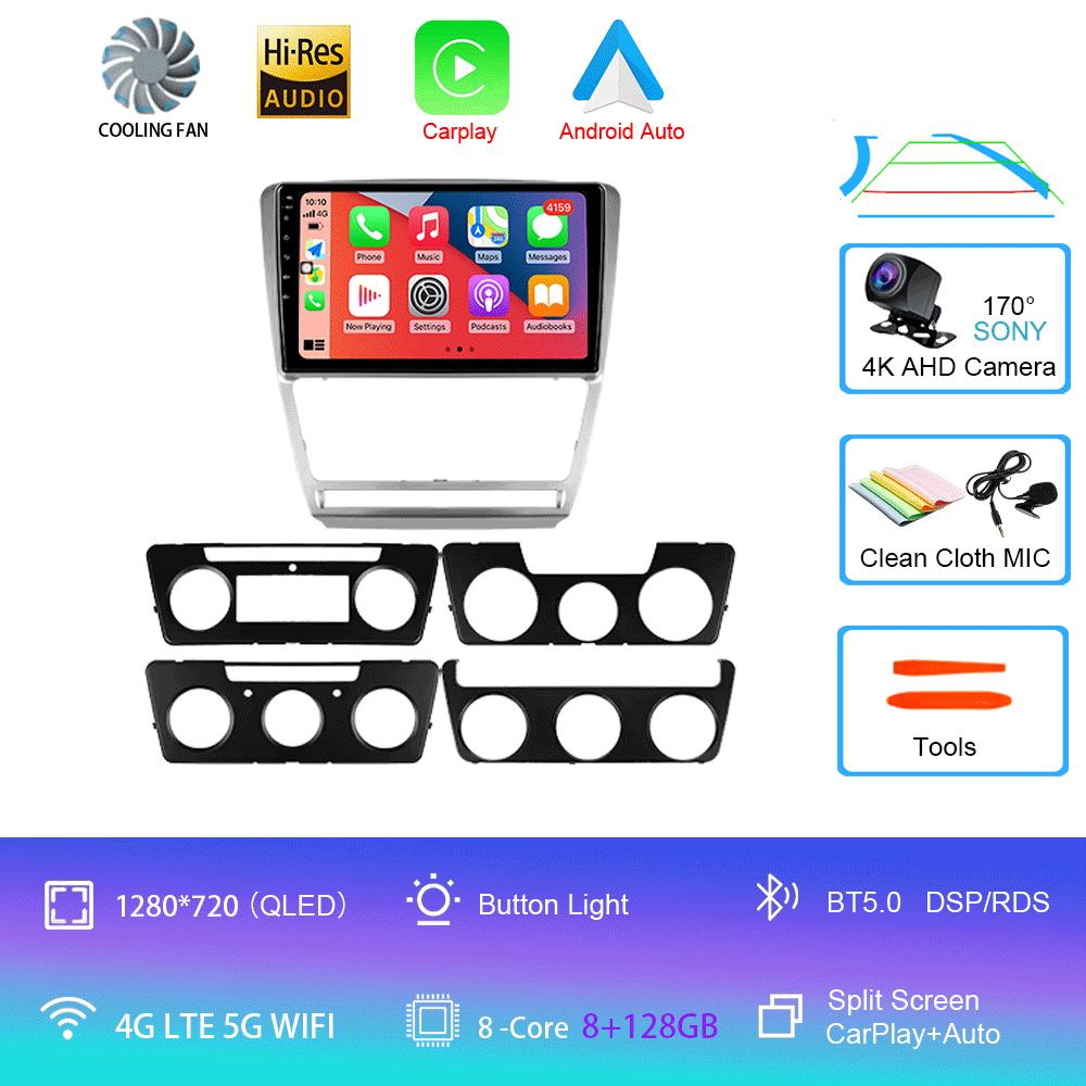 Автомобильное радио Android 14 для Volkswagen Skoda Octavia 2 A5 2007 - 2014 Мультимедийный видеоплеер Навигация 2Din Carplay DVD Головное устройство