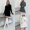 2024 New European and American Casual Skirt Set Long Sleeve Knitted Button Sweater Short Skirt Two-piece Set Women