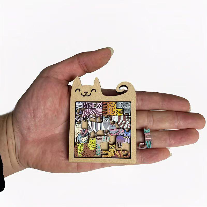 Необычная деревянная головоломка «Кошка» Выразительные игрушки-головоломки Уникальные формы животных Расслабляющий подарок Декоративный элемент Головоломка Игра