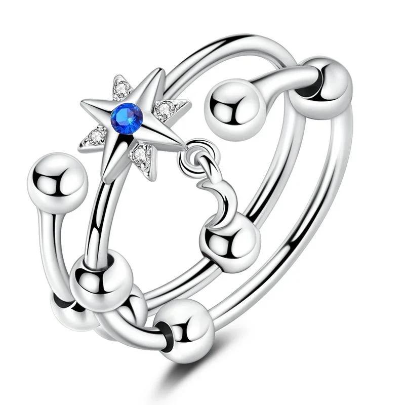 Серьги-подвески из серебра 925 пробы в виде звезд и луны, бусины, подходят для браслета, ожерелья, DIY, тонкие ювелирные изделия, подарок для женщин