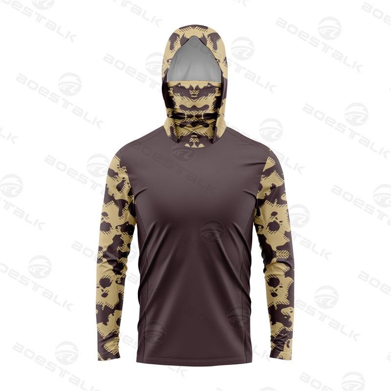 Mens Long Sleeve Fishing Shirt With Face Cover UV Protection Quick Dry Breathable Ice Silk Feel Outdoor Angling Apparel