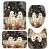 4 Pcs Halloween  Shower Curtain Sets Non-Slip Bath Rugs, Toilet Cover, U-Shaped Mat,Halloween Decorations Shower Curtain With 12 Hooks