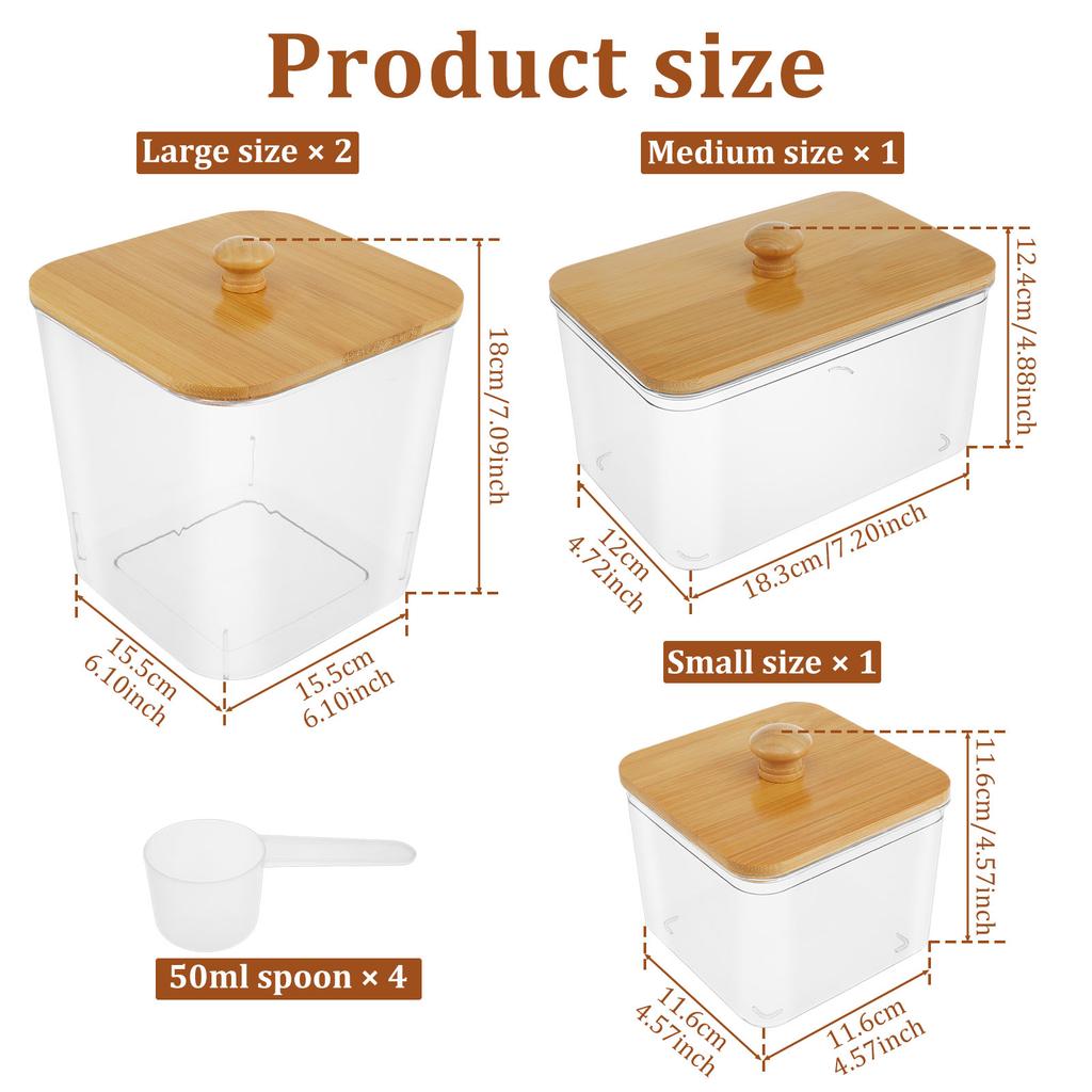 4 Pcs Laundry Pods Container with Bamboo Lid Clear Dryer Sheet Holder Laundry Powder Scent Beads Container Laundry Room