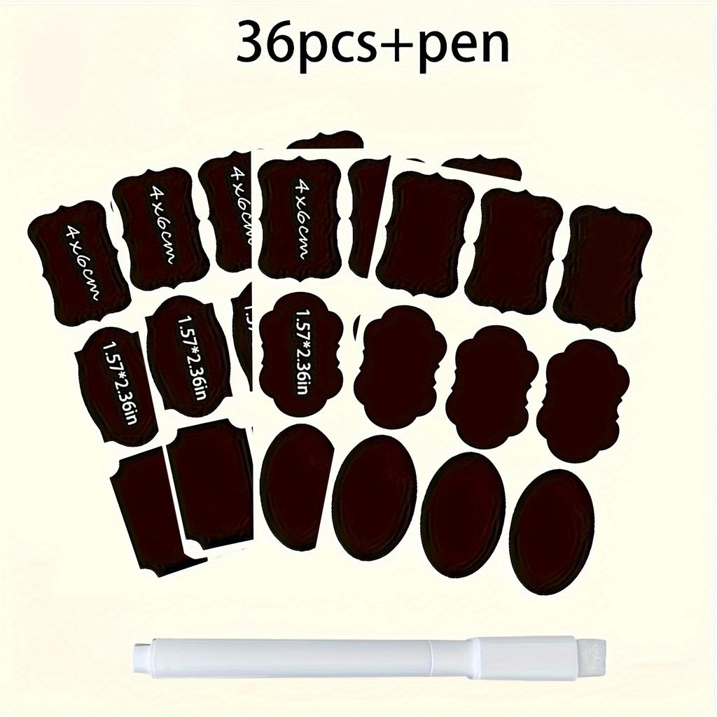 36 шт. Многоразовая этикетка для контейнера для хранения продуктов с ручкой Без клея, самоклеящаяся, наклейка-меловая доска для специй, сыра и т. д.. - Аксессуары для кухни