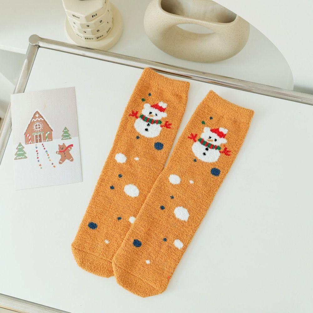 Elk Christmas Socks Christmas Tree Christmas Calf Socks Comfortable Coral Fleece Socks  Student