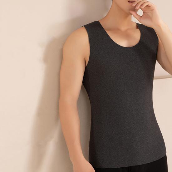 Men Thermal Vest Seamless Tailoring High Elasticity DE Velvet Sanding Technology Heat Generation Tank Tops