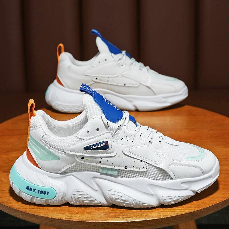 Spring Men's Shoes Breathable Mesh Shoes Men's Trend All Match Small White Shoes Thick Soled Sports Casual Daddy Tide Shoes