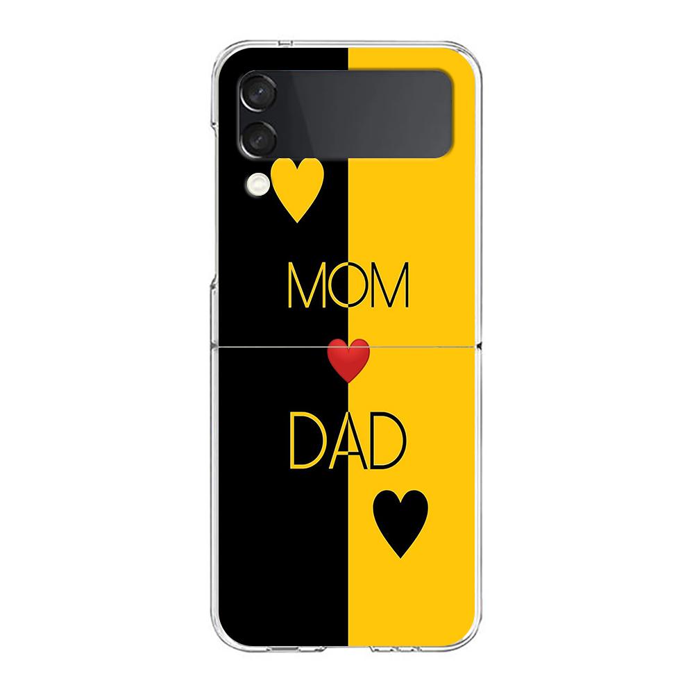 Cute Couple Letters art Phone Case For Samsung Galaxy Z Flip 3 4 5 Hard Folding Clear PC Bumper For Samsung Z Flip 6 Back Cover
