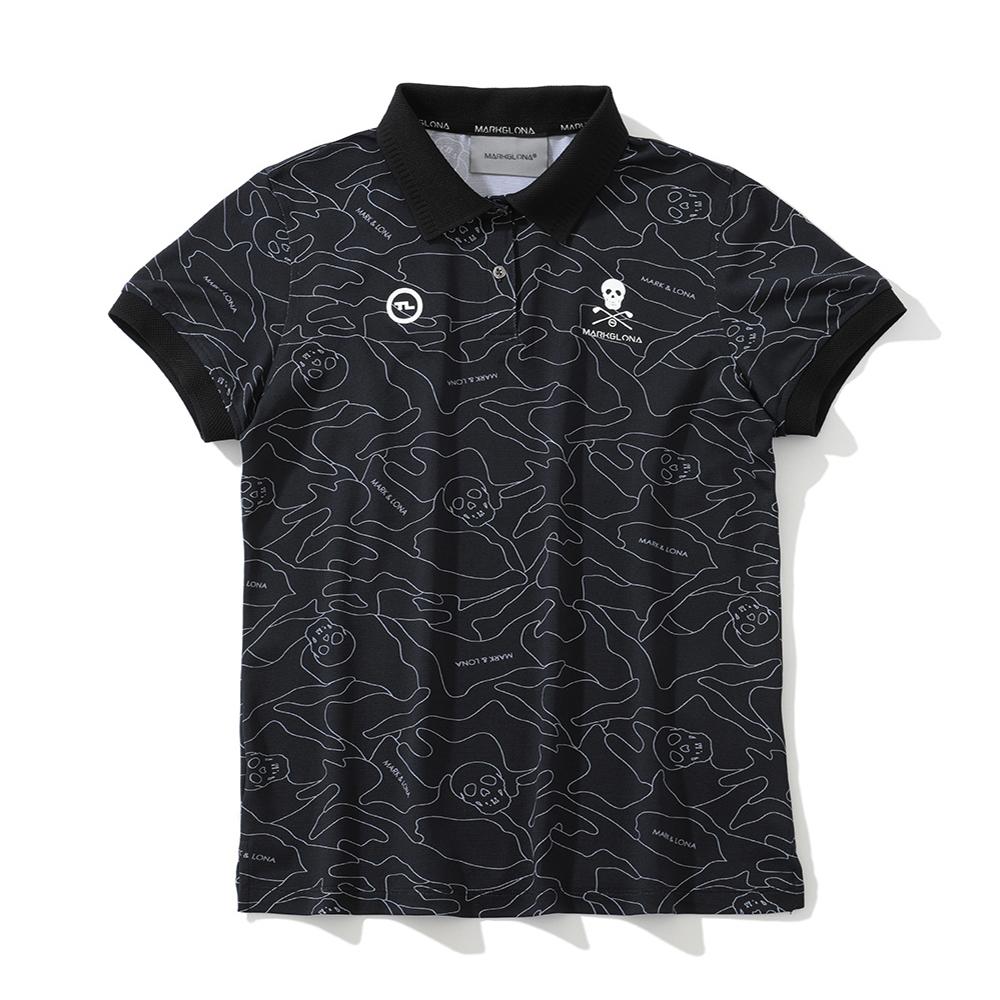 MARK AND LONA T-LINE Women'S 2-Way Stretch Camo Short Sleeve Polo Shirt Black Lp2Wx74F