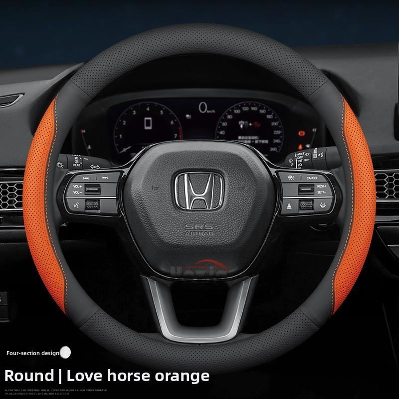 AAAKL1 Leather Car Steering Wheel Cover for Honda HRV CRV Pilot Civic City Accord ZRV Prologue Passport 2023 2024 2025 2026 Accessories