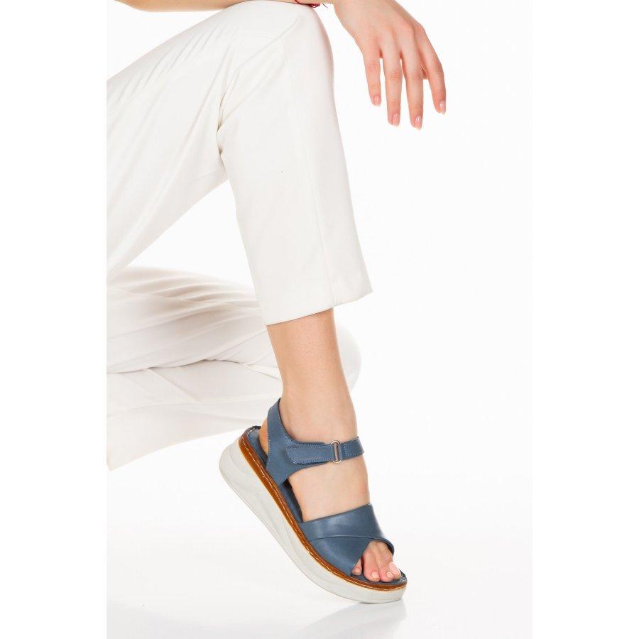 Женские повседневные комфортные сандалии на танкетке из натуральной кожи на каблуке