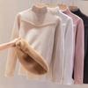 Qalinlashtirilgan plyush sviter ayollar qishki issiq qulay qisma pullover top