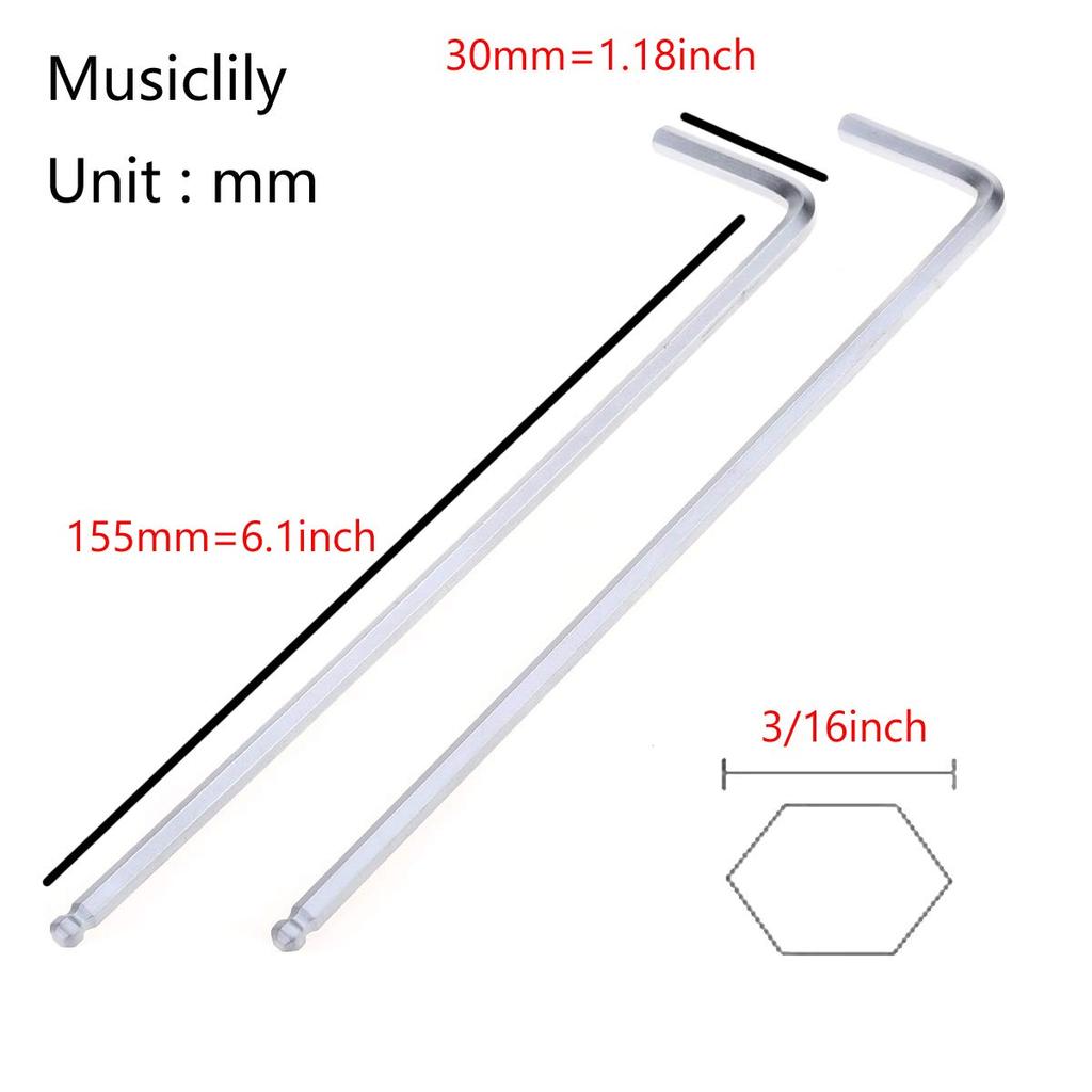 Musiclily Basic Inch Truss Rod Adjustment Hex Wrench Ball End для Fender Mexico 3/16 Guitars/Bass (Набор 2)
