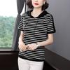 Женские хлопковые модные летние футболки с капюшоном, женские черные, белые, полосатые футболки с коротким рукавом, женственные свободные топы 5XL