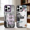 Прекрасный Город N-Нью-Йорк Чехол для Телефона Для iPhone17 16 15 14 13 12 Pro Max Серый Черный Матовый Лазерный Металлик Аврора Funda