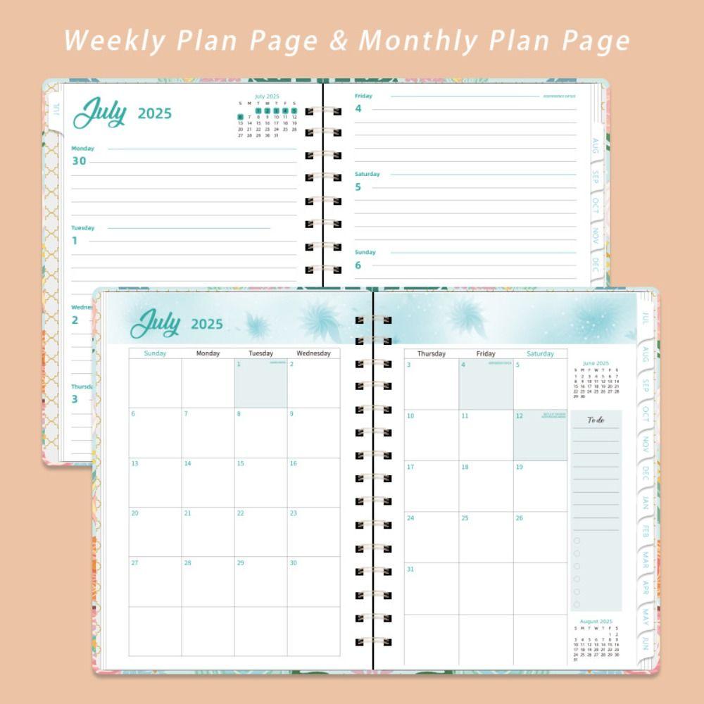 Monthly 2025 English Agenda Book Loose-leaf Coil A5 Schedule  Planner  School Stationery