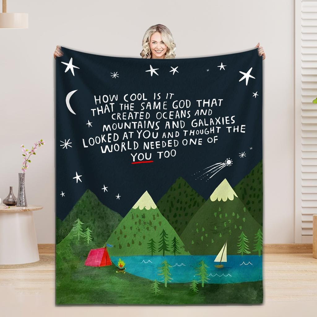 How Cool Is It Camping Flannel Blanket Nordic Vintage Travel Art Print Home Decor Living Room Bedroom Gift Soft Throw Blanket