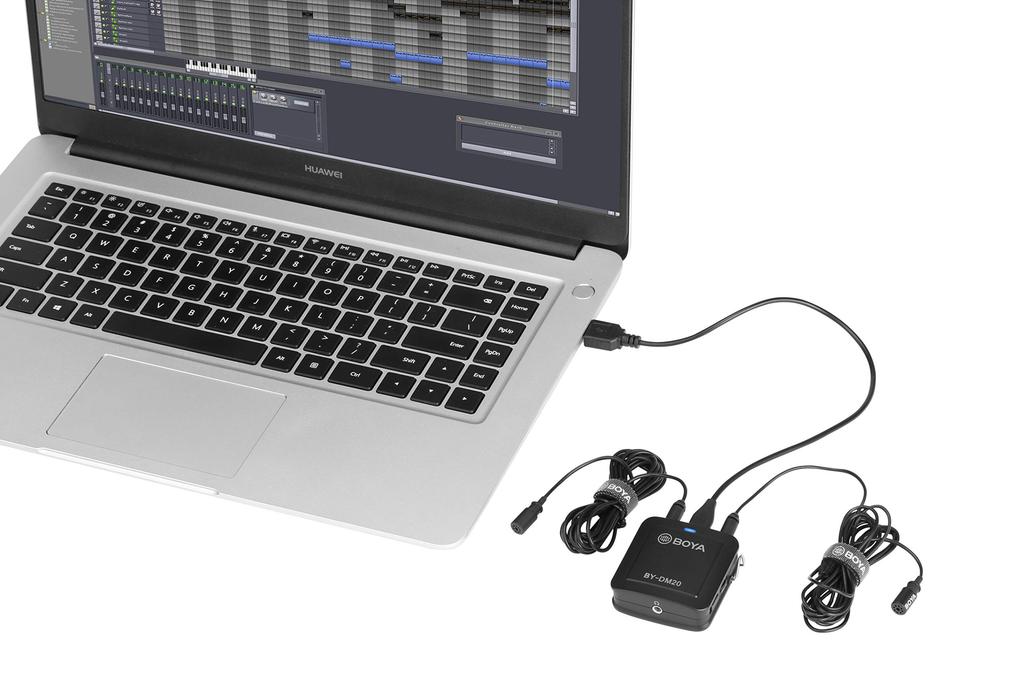 BOYA 2 Person Digital Lavalier Microphone with Output Cable for Computer Black BY-DM20 Lightning/USB-C/USB iPhone/iPad/Smartphone/Tablet/Mac/PC