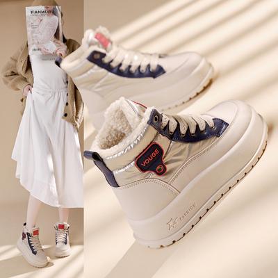 Женские модные мягкие зимние ботинки на толстой подошве, удобные нескользящие уличные туфли среднего размера