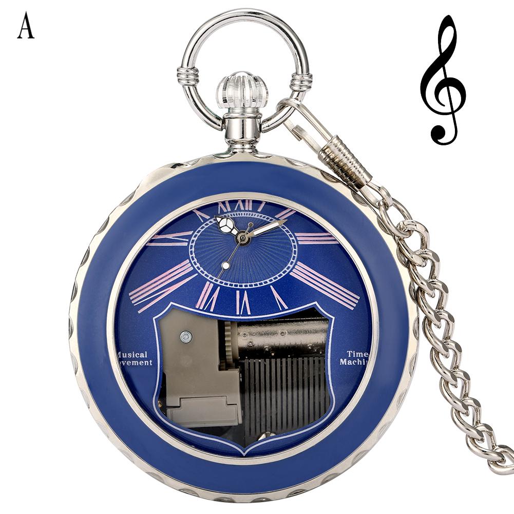 Transparent Glass Musical Pocket Watch Swan Lake Melody Music Watch Antique Pendant Pocket Timepiece Vintage Quartz Watches Gift