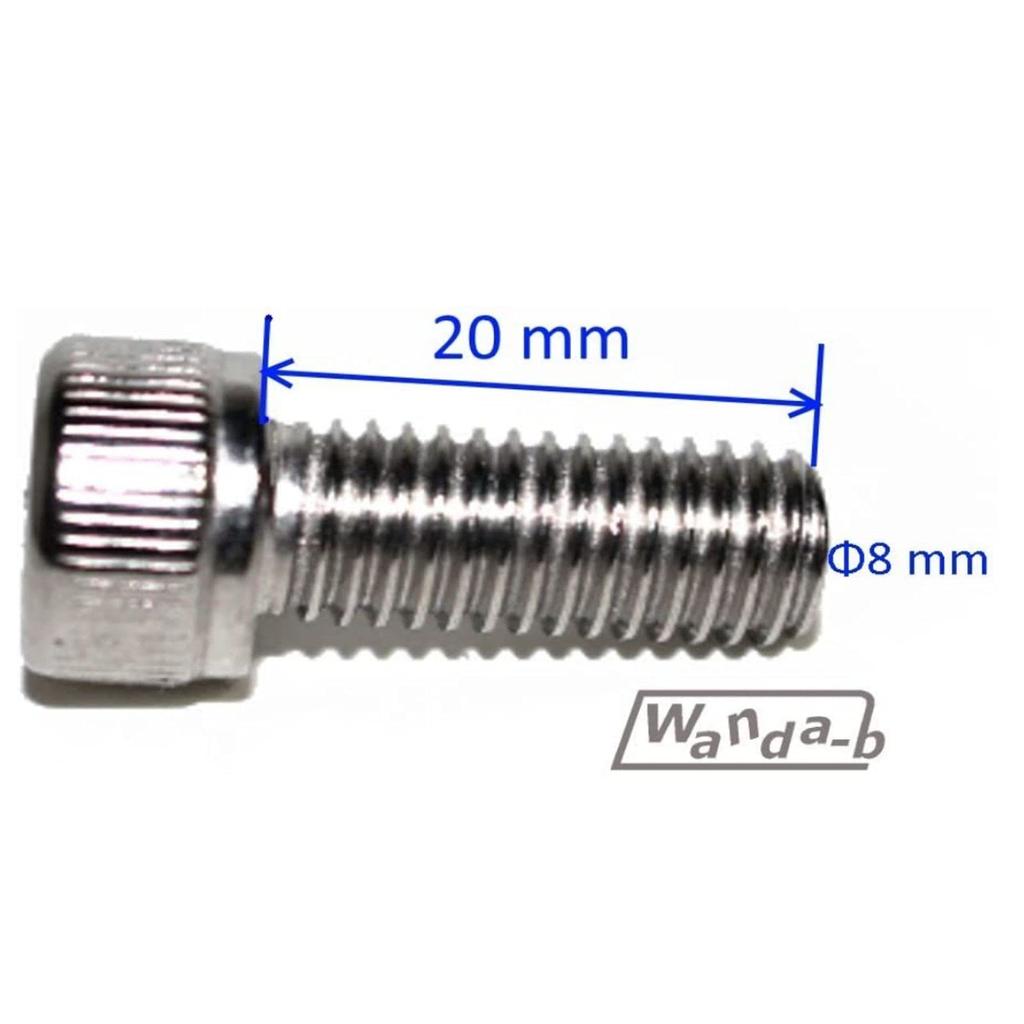 Wanda-b Обратная резьба (Левая резьба) Болт с шестигранной головкой 8 мм из нержавеющей стали, набор из 2 шт. для зеркала заднего вида мотоцикла, скутера