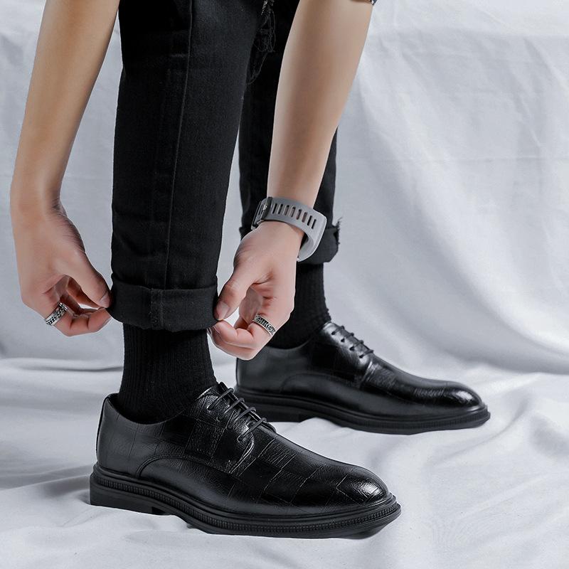 Повседневная обувь корейской версии, модные британские мужские кожаные костюмные туфли для свадьбы, деловые туфли из кожи 19931-R