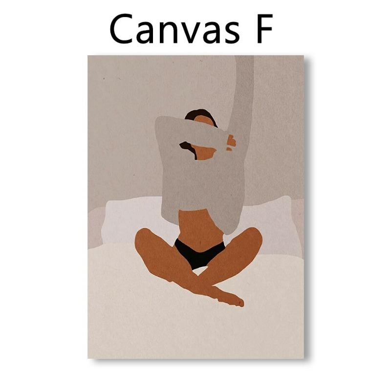 Leisure Life Bohemia Girl with Bed Champagne Sleep Tub Book Coffee Prints Wall Art Canvas Posters for Living Room Decor