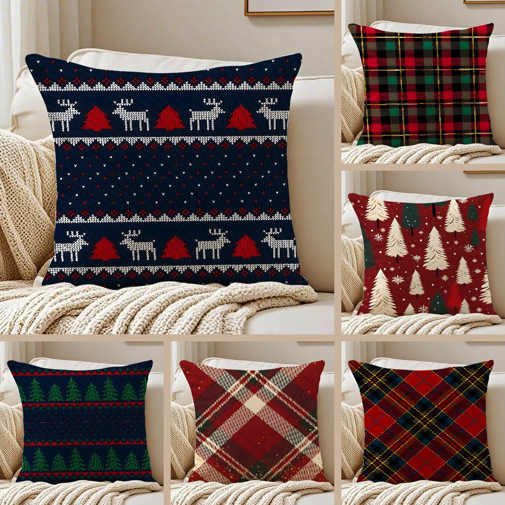 Наволочка «Маленькая рождественская радость» из шелковистого короткого плюша с потайной молнией, пылезащитная наволочка для диванной подушки