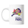 Mug Padel Illustration Colorée - Tasse En Céramique Padel, Idée Cadeau Originale Pour Noël Ou Anniversaire
